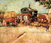 Vincent Van Gogh Encampment of Gypsies with Caravan France oil painting reproduction